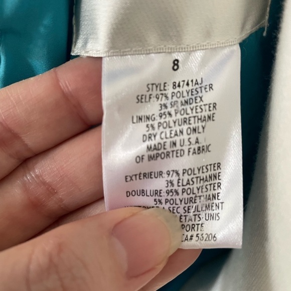 David’s Bridal Malibu Blue Satin Ruched Draped Neck Dress Size 8 - Picture 7 of 11